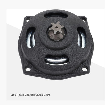 GOOFIT Small 25H 6 Tooth Drum Gear Box Drum Clutch Pad kit with Groove for 2 Stroke 47cc 49cc Engine Mini Dirt Kids Pocket Bike Dirt Bike ATV