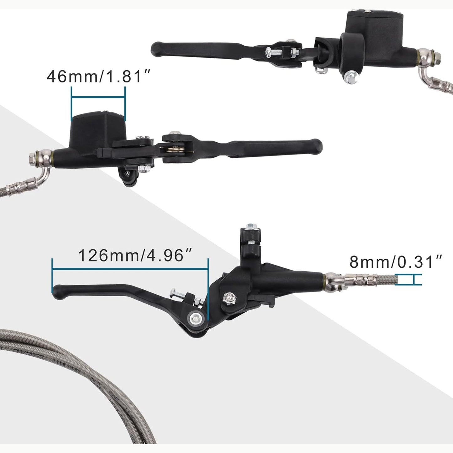GOOFIT Black 1200mm Hydraulic Clutch Lever Master Cylinder Fluid Reservoir Lever Replacement for 125cc - 250cc Vertical Engine Off Road Motorcycle Pit Dirt Bike Motocross ATV Quad