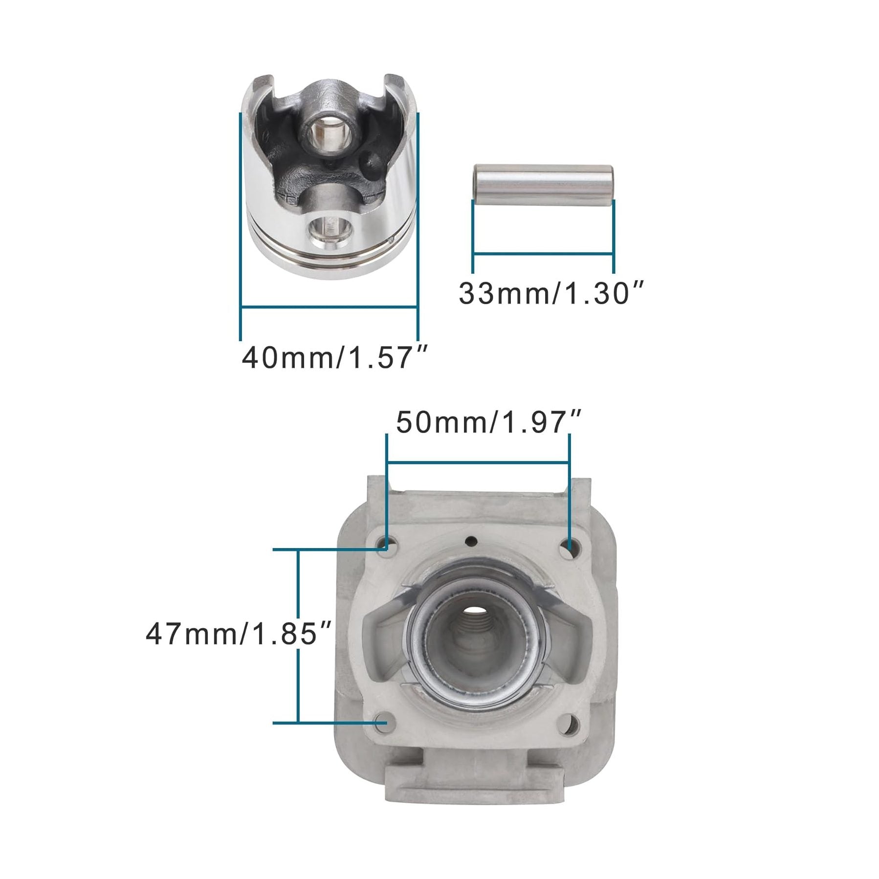 GOOFIT 40mm Bore Complete Cylinder Kit with Piston for 2 Stroke 43cc Gas Scooter Pocket Bike Mini