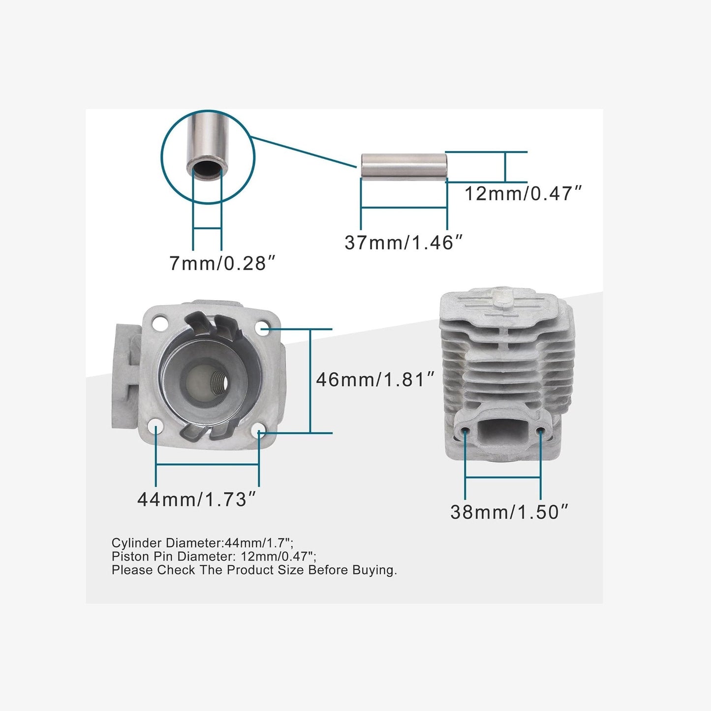 GOOFIT 44mm Big Bore Cylinder Top End Kit for 2 Stroke 47cc 49cc Mini Quad Pocket Bike