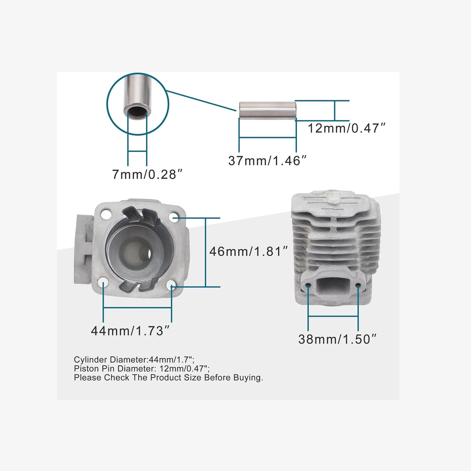 GOOFIT 44mm Big Bore Cylinder Top End Kit for 2 Stroke 47cc 49cc Mini Quad Pocket Bike