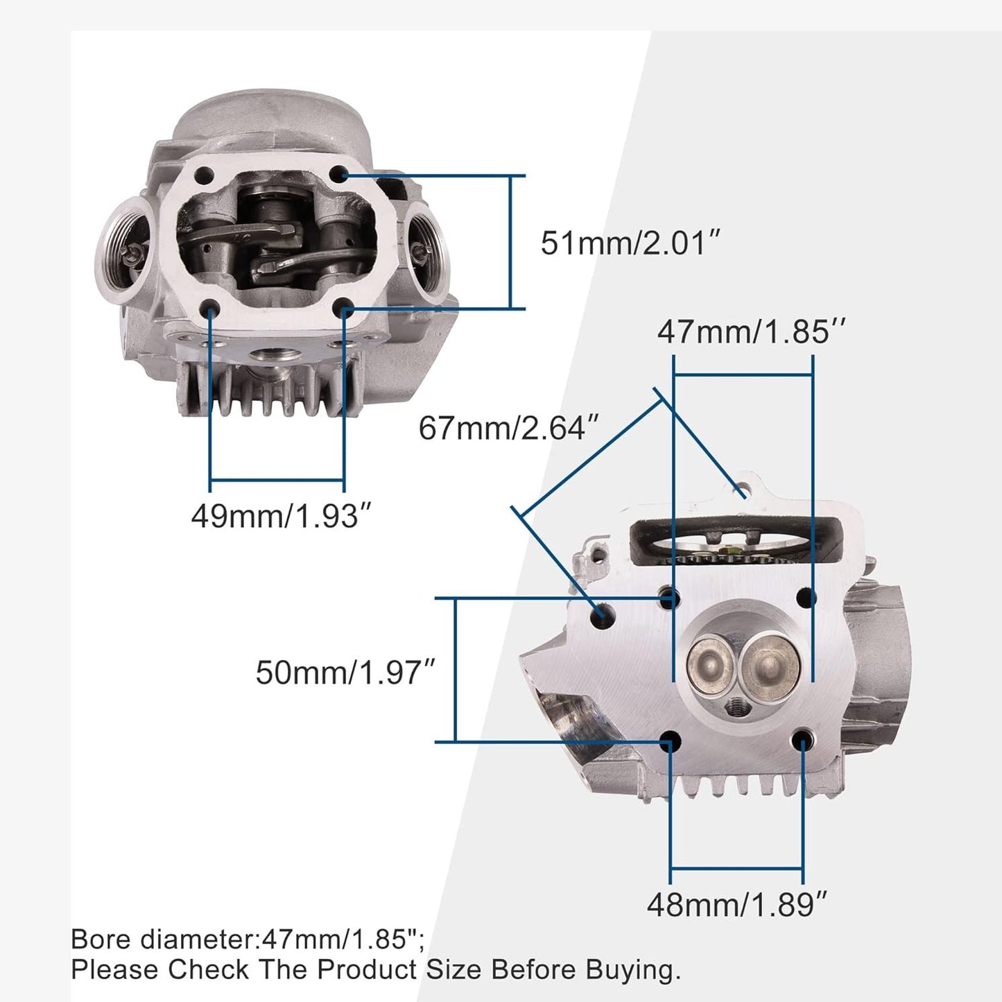 Cylinder Kit 47mm For 4 Stroke 70cc ATV Go Kart Scooter Dirt Bike