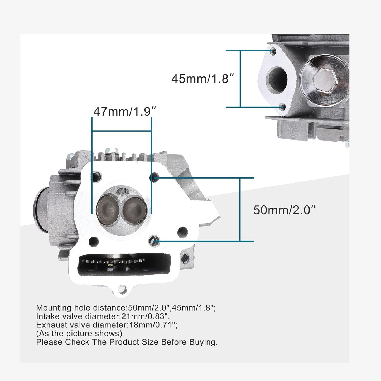 Cylinder Kit 47mm For 4 Stroke 70cc Engine ATV Go Kart Dirt Bike