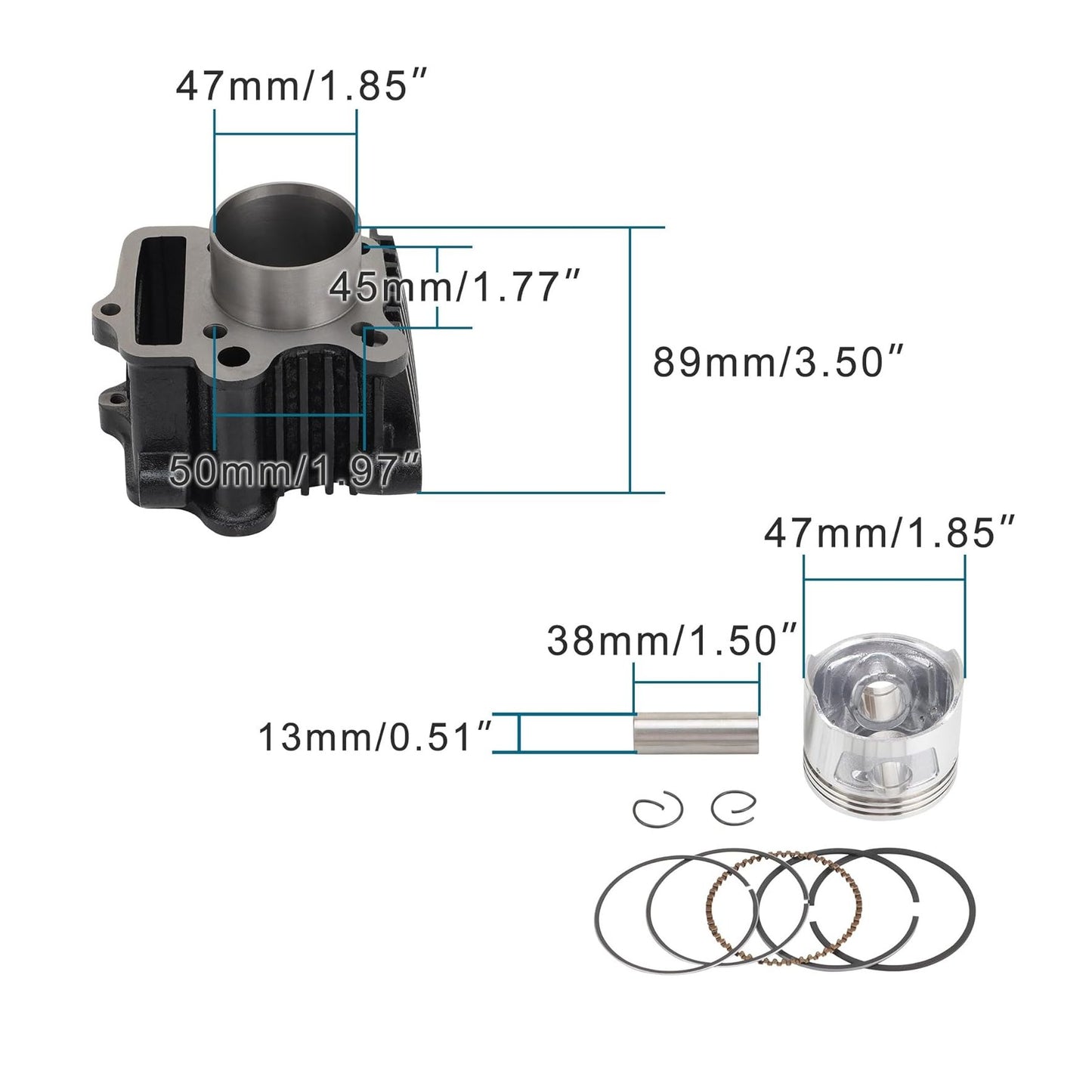 Cylinder Kit 47mm For 70cc ATC70 CRF70 CT70 TRX70 XR70 139QMB Engine
