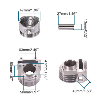 Cylinder Kit 47mm For 80cc 4 Stroke 139QMB GY6