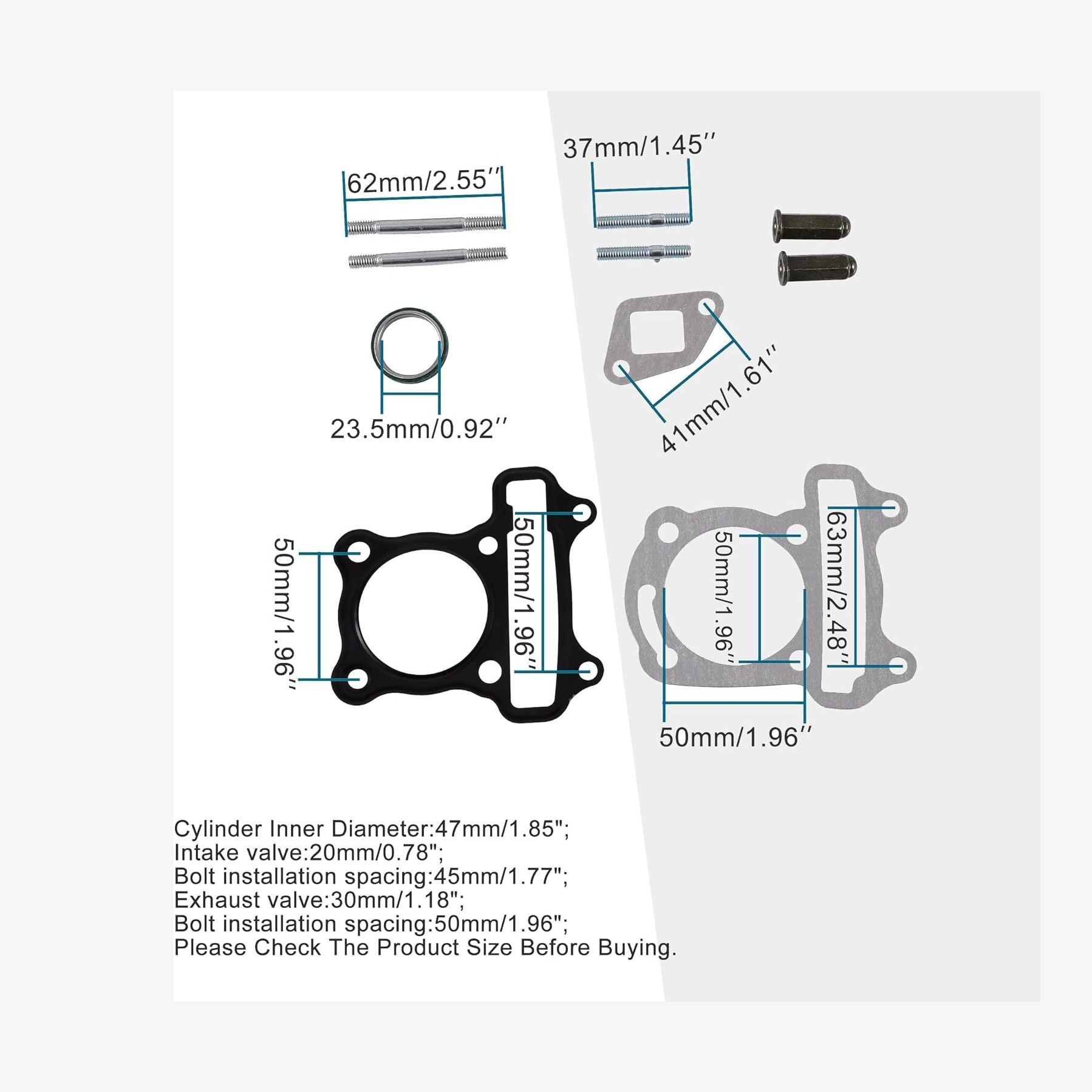 Cylinder Kit 47mm For GY6 80cc ATV Go Kart Scooter