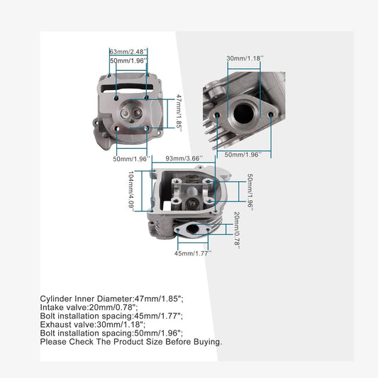 Cylinder Kit 47mm For GY6 80cc ATV Go Kart Scooter
