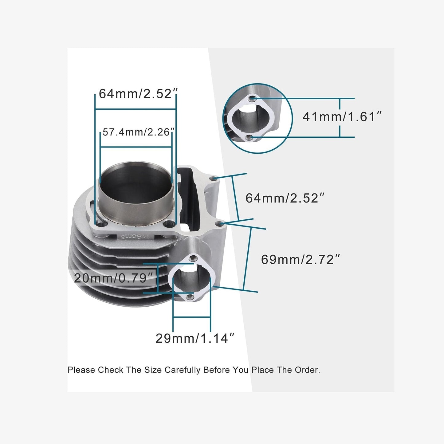 Cylinder Kit 57.4mm For 150cc 4stroke GY6 157QMJ Engine