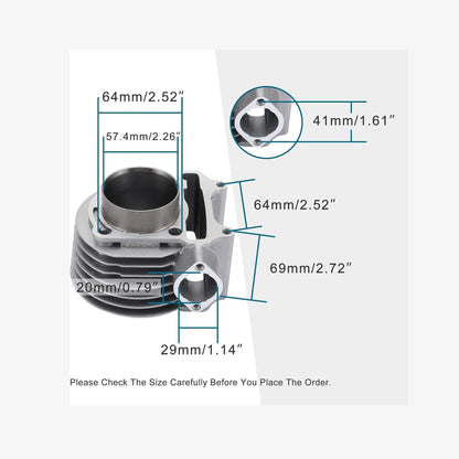 Cylinder Kit 57.4mm For 150cc 4stroke GY6 157QMJ Engine