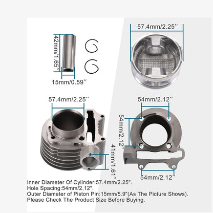 Cylinder Kit 57.4mm For 4 Stroke GY6 150cc ATV 157QMJ Engine