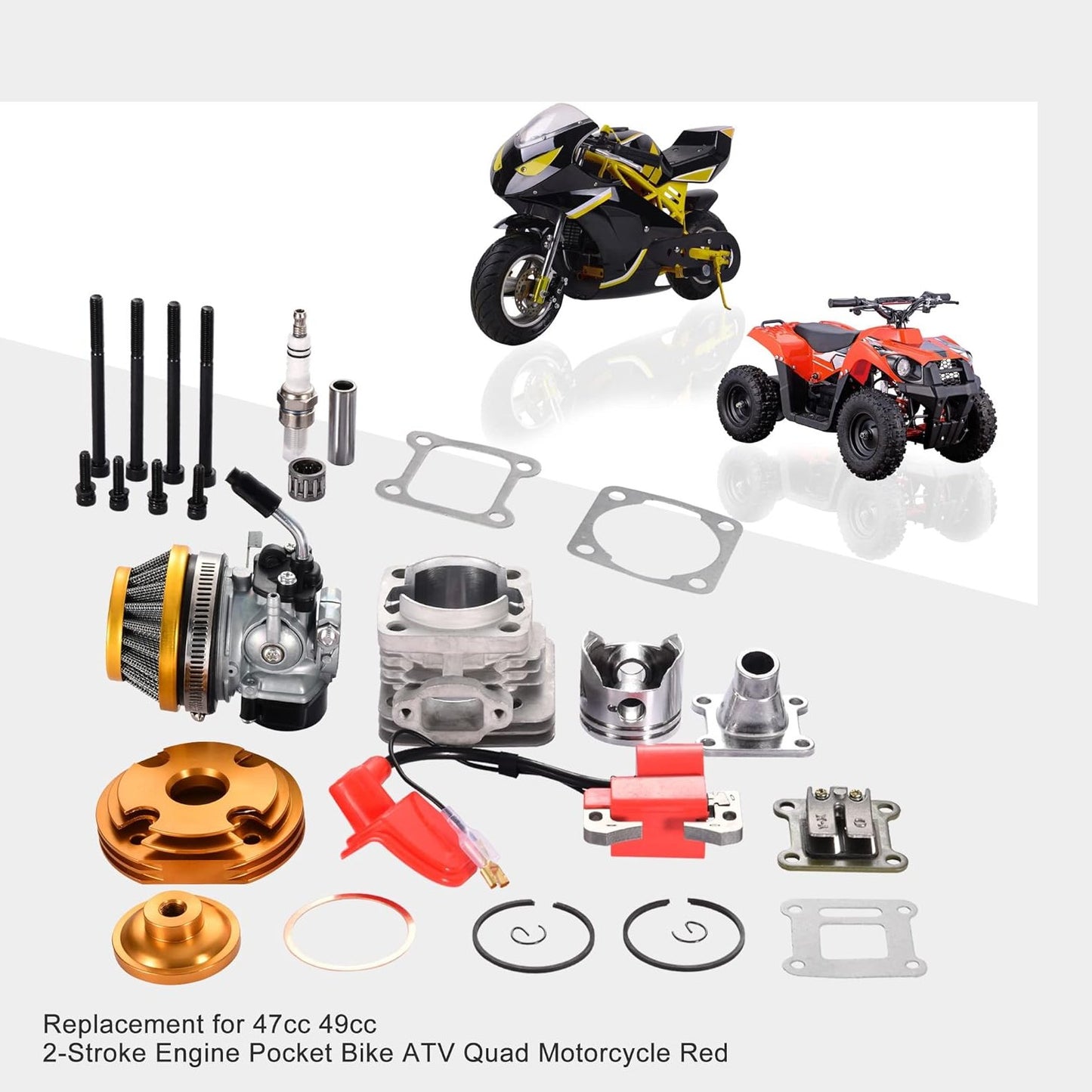 Cylinder Kits 44mm With Carburetor For 47cc 49cc 2-Stroke Engine