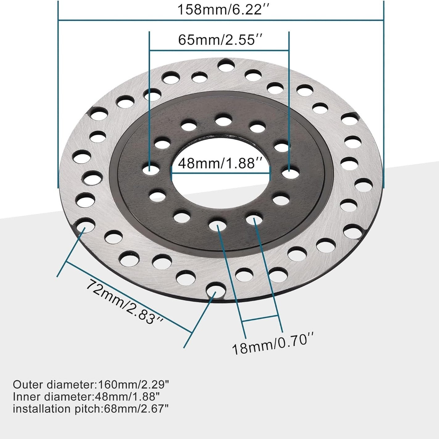 GOOFIT 158mm/6.22'' Front Rear Disc Brake Plate for 50cc 70cc 90cc 110cc 125cc ATV & Go Kart