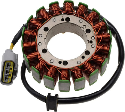 Motorcycle stator magneto coil with copper wire and electrical connector