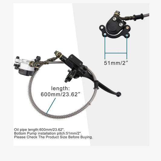 Front Hydraulic Brake Assembly with 600mm Hose for 43cc 47cc 49cc 2-Stroke Pocket Bike - goofitmoto