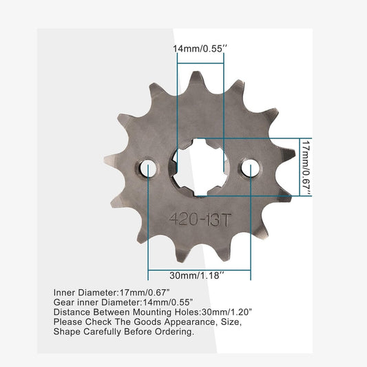 GOOFIT 17mm Front Sprocket for Motorcycle Dirt Bike ATV 420-13T