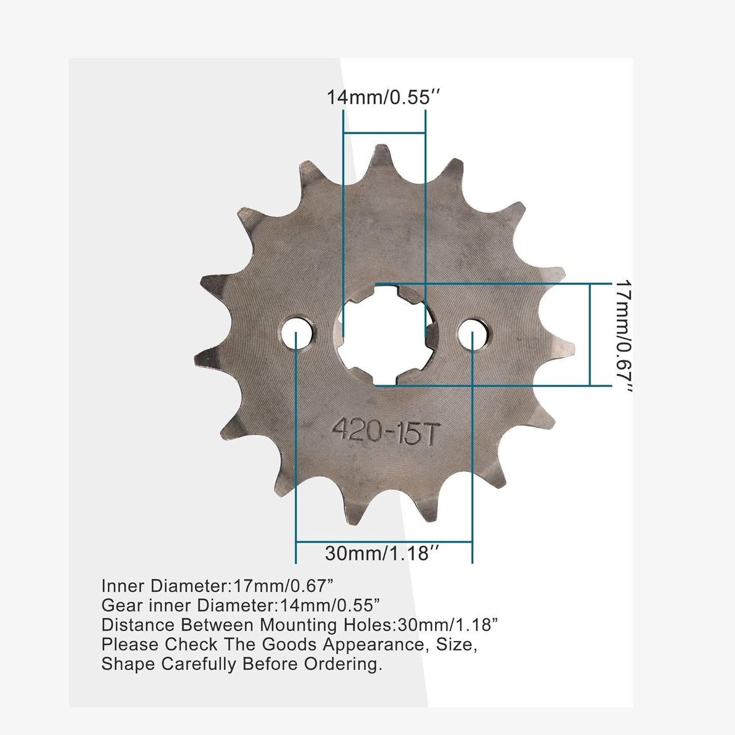 GOOFIT 17mm Sprocket Front for 50cc 70cc 110cc 125cc 140cc Engine Motorcycle Go Kart ATV Buggie Dirt bike 420-15T