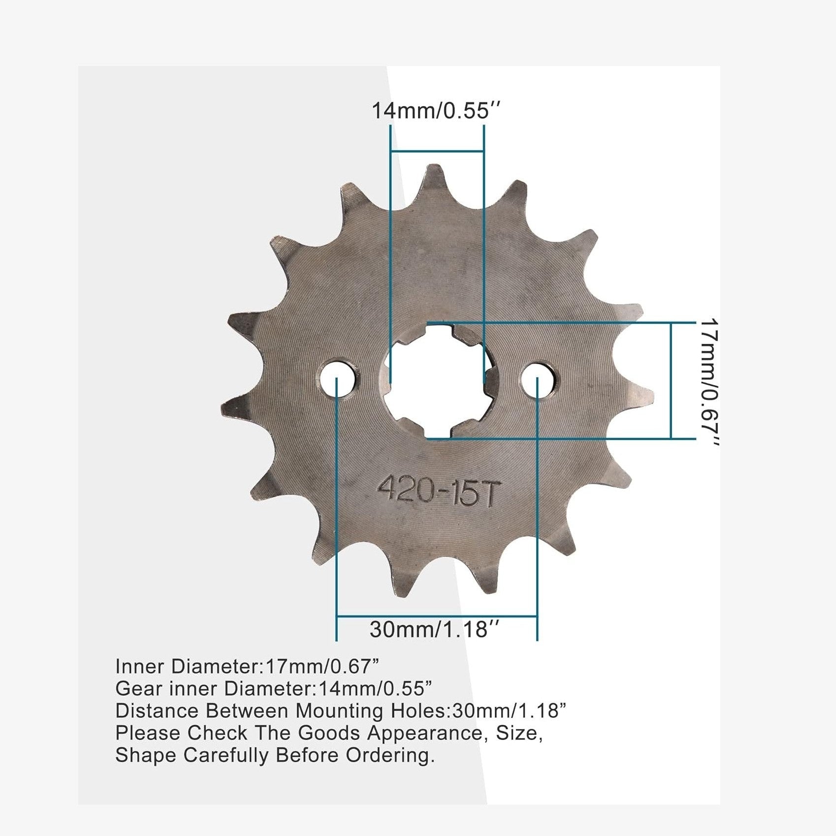 GOOFIT 17mm Sprocket Front for 50cc 70cc 110cc 125cc 140cc Engine Motorcycle Go Kart ATV Buggie Dirt bike 420-15T