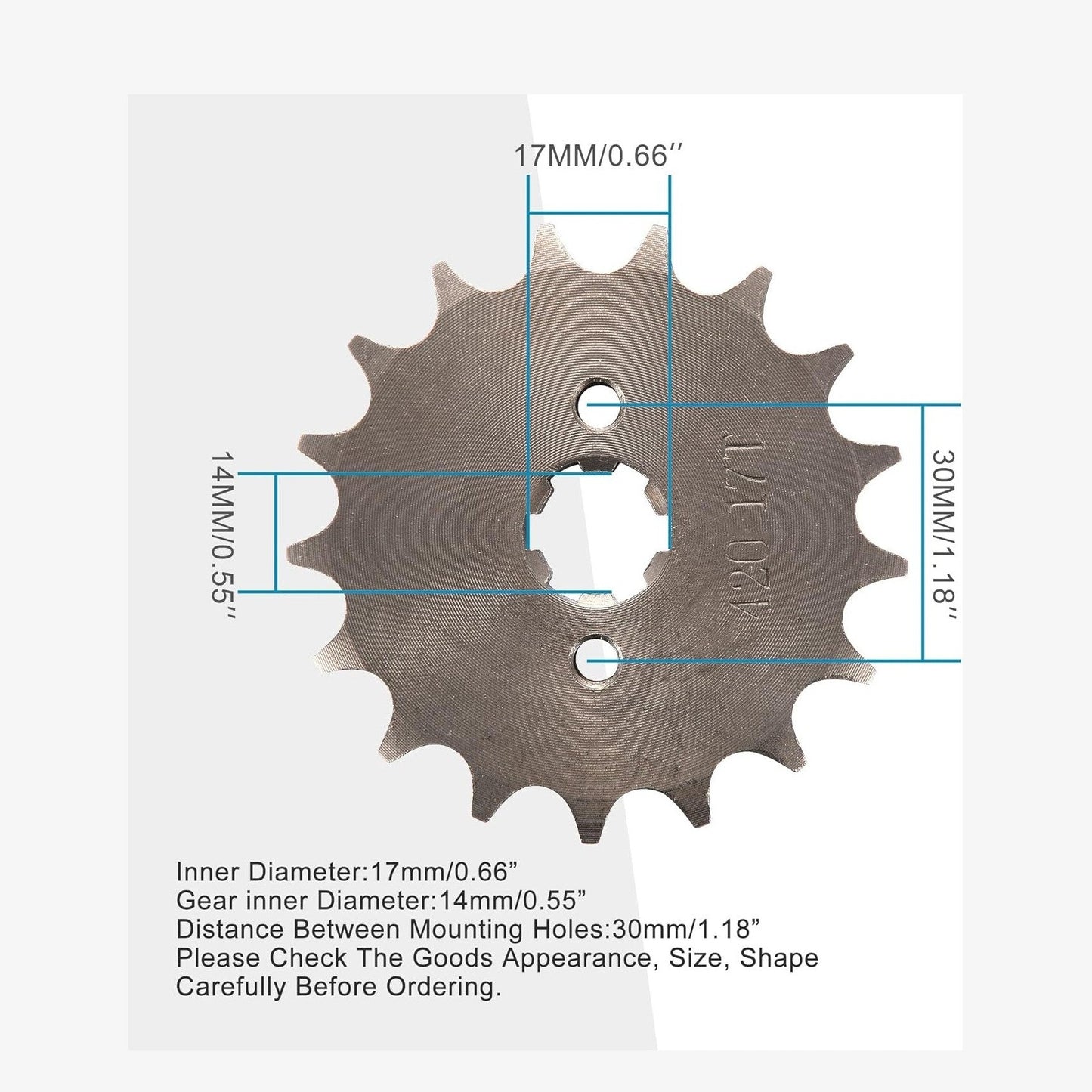 GOOFIT 17mm Sprocket Replacement for 50cc 70cc 90cc 110cc Motorcycle Dirt Bike ATV Quad 420-17T