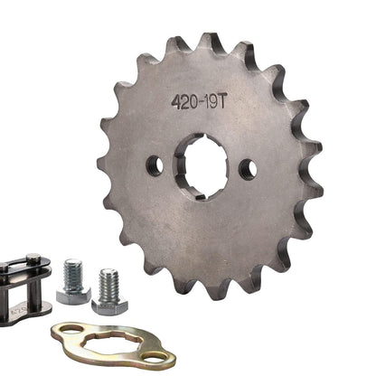 GOOFIT 20mm Sprocket Front with Holder and Bolts for 50cc 125cc Motorcycle ATV Go Kart Dirt Bike 420-19T