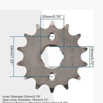 GOOFIT 20mm Sprocket Front for Motorcycle ATV Dirt Bike 428-14T