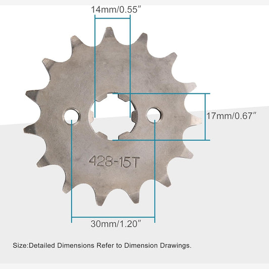 GOOFIT 17MM Sprocket Front for Motorcycle Replacement for 50cc 70cC 90CC 110CC Dirt Bike ATV QUAD 428-15T
