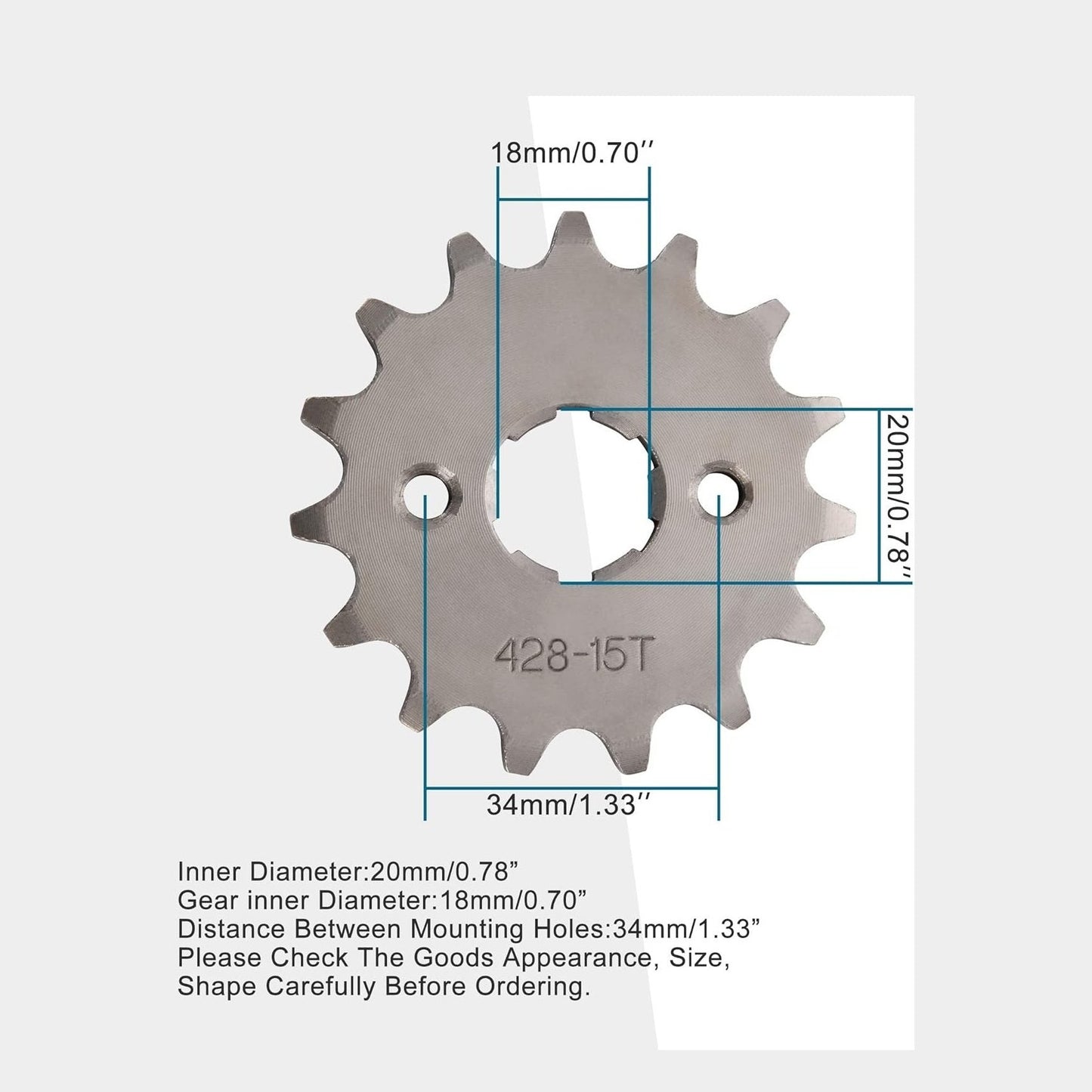 GOOFIT 20mm Sprocket Front for Motorcycle ATV Dirt Bike 428-15T