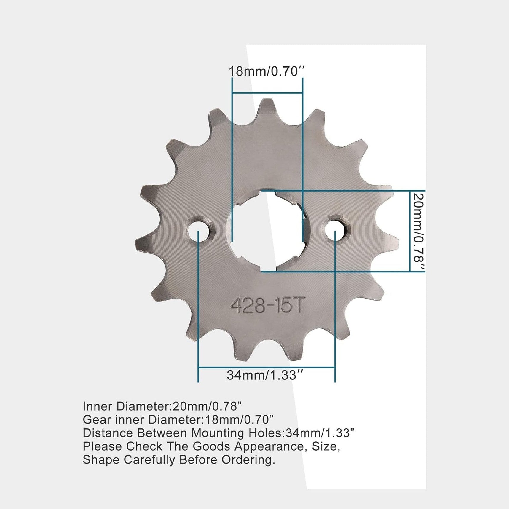 GOOFIT 20mm Sprocket Front for Motorcycle ATV Dirt Bike 428-15T