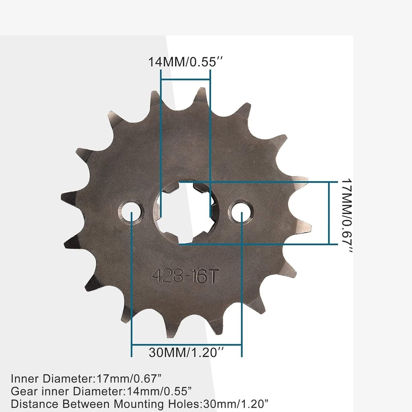 GOOFIT Motorcycle 428-16T 17mm Sprocket Front Replacement for 50cc 70cc 90cc 110cc 125cc 140cc Motorcycle ATV Dirt Bike