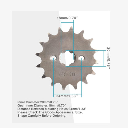 GOOFIT 20mm Sprocket Front Replacement for 50cc 110cc 125cc 140cc Dirt Bike ATV Go Kart Quad Pitbike Buggy Motorcycle 428-16T