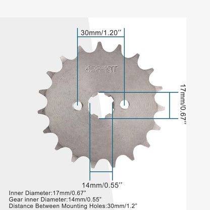 GOOFIT 17mm Sprocket Front for 50cc 70cc 90cc 125cc Motorcycle ATV Dirt Bike Go Kart 428-19T