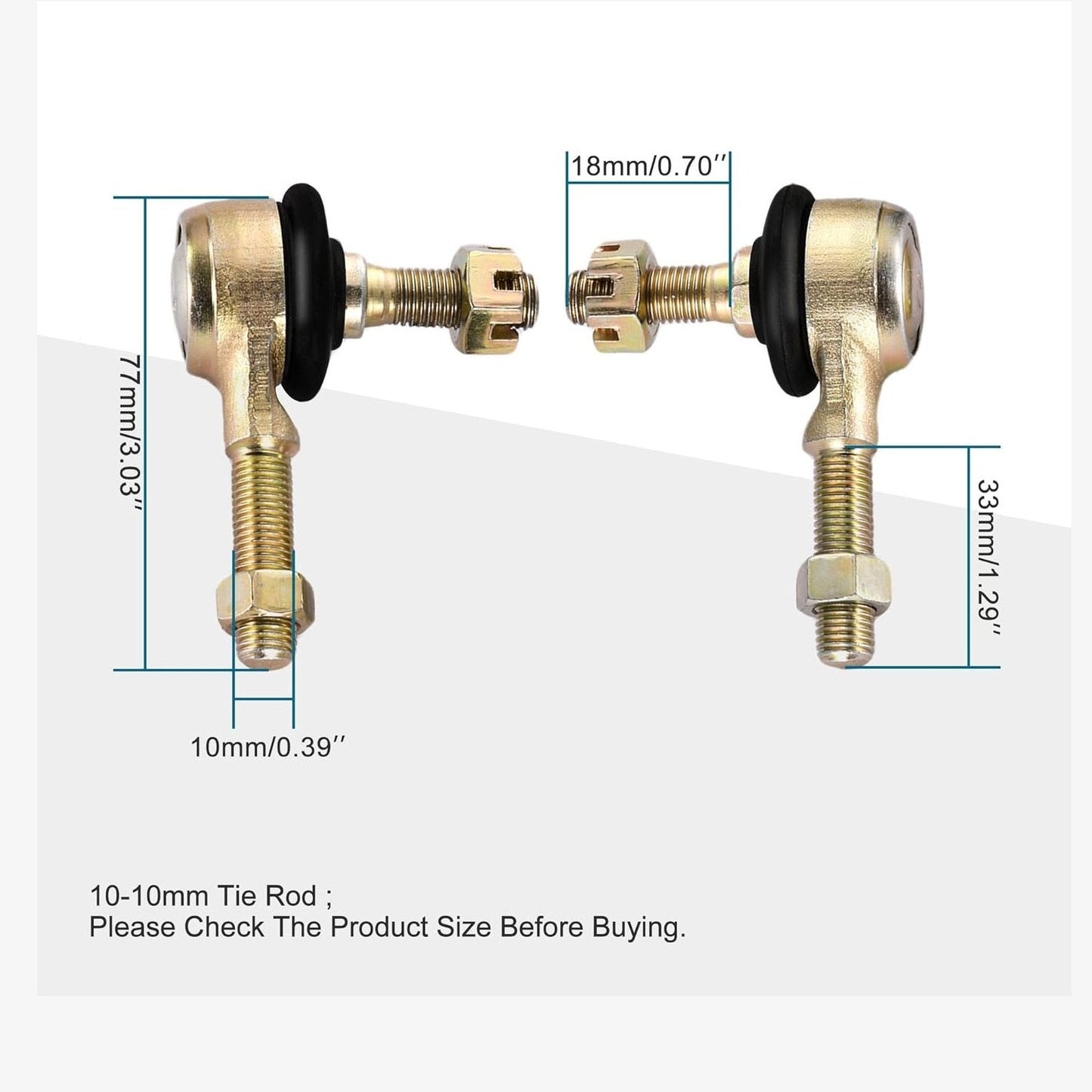 GOOFIT 10-10mm Left and Right Hand Tie Rod Ball Joint Replacement for 110cc Kazuma Chinese ATV Quad Four Wheeler SunL TaoTao Dirt Bike Go Kart Moped Scooter