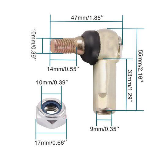 GOOFIT 10mm Tie Rod End Replacement for 50cc 70cc 90cc 110cc 125cc 200cc 250cc ATV Scooter Four Wheeler Quad Go Kart Motorcycle