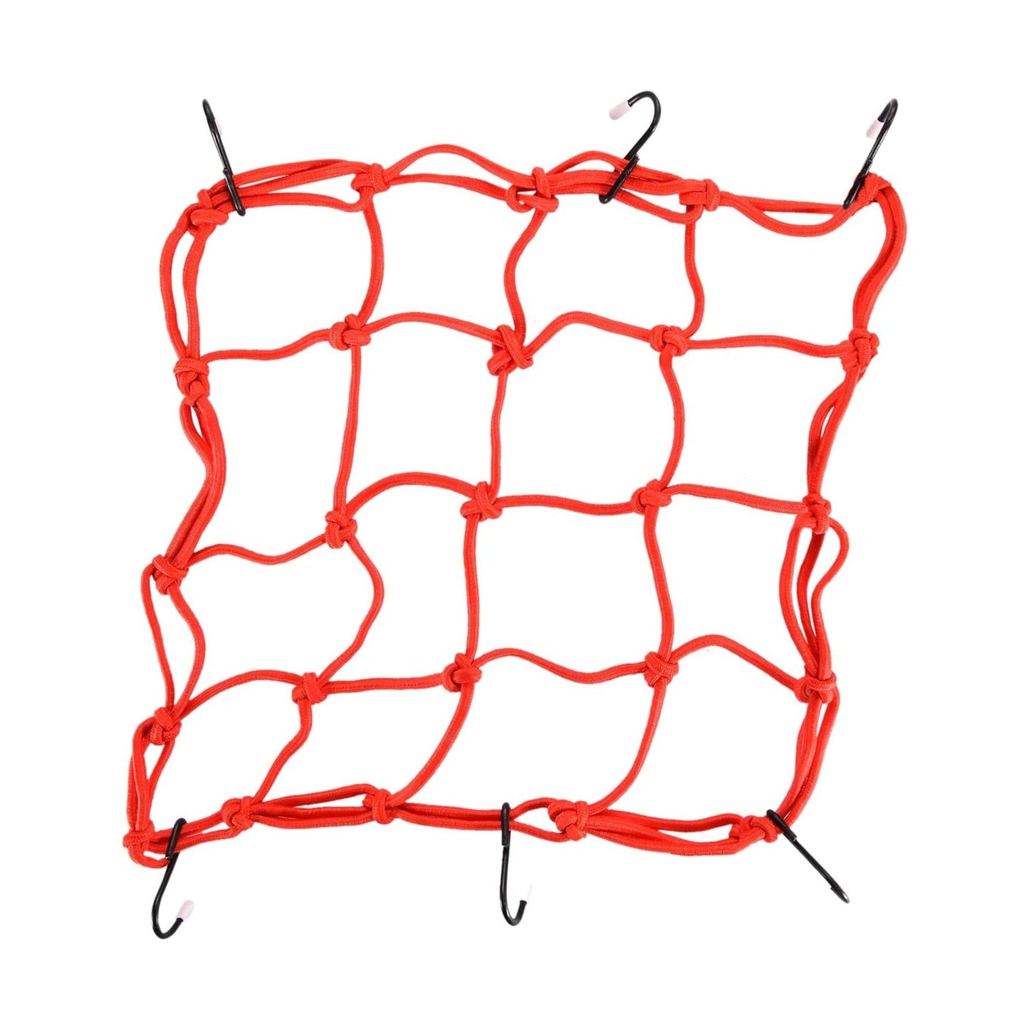 GOOFIT 12" x 12" Elasticated Bungee Luggage Cargo Net with Hooks Hold Down for Motorcycles Motorbike ATVs Bikes Cars Trucks Red
