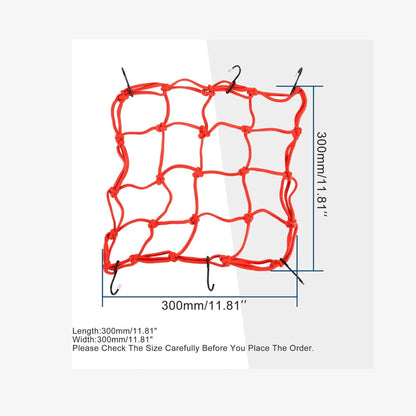 GOOFIT 12" x 12" Elasticated Bungee Luggage Cargo Net with Hooks Hold Down for Motorcycles Motorbike ATVs Bikes Cars Trucks Red