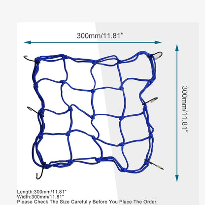 GOOFIT 12" x 12" Elasticated Bungee Luggage Cargo Net with Hooks Hold Down for Motorcycles Motorbike ATVs Bikes Cars Trucks Dark Blue