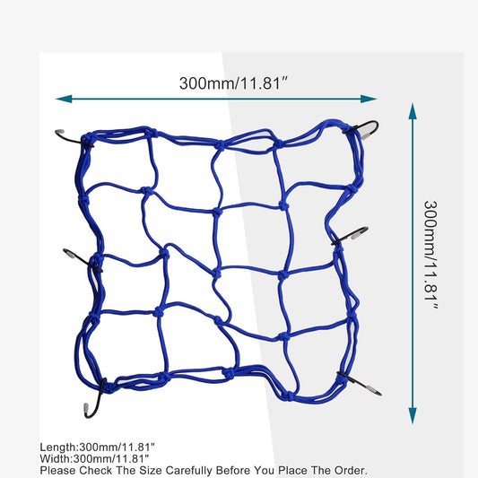 GOOFIT 12" x 12" Elasticated Bungee Luggage Cargo Net with Hooks Hold Down for Motorcycles Motorbike ATVs Bikes Cars Trucks Dark Blue