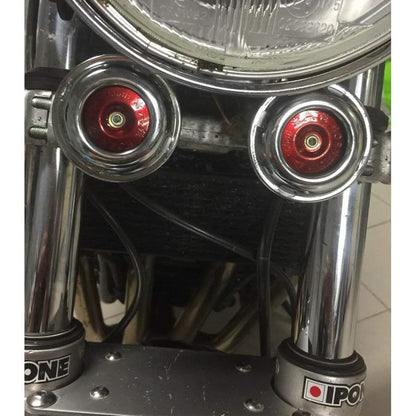 GOOFIT 12V 1.5A 100DB Brushed Chrome Universal Motorcycle Electric Horns Waterproof Round Loud Speaker for Scooter Moped Dirt Bike ATV