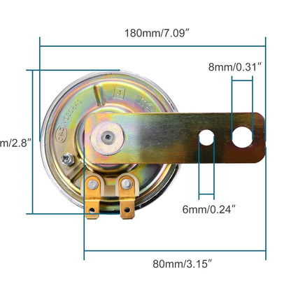 GOOFIT 12V 1.5A 100DB Brushed Chrome Universal Motorcycle Electric Horns Waterproof Round Loud Speaker for Scooter Moped Dirt Bike ATV