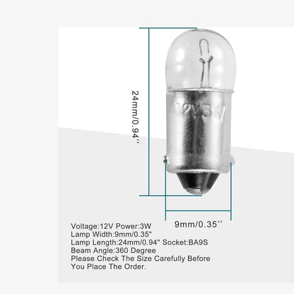 GOOFIT 12V 3W Mini Auto Indicator Bulbs Car Interio Lighting Instrument Lamp for Motorcycle 5 Pack