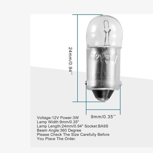 GOOFIT 12V 3W Mini Auto Indicator Bulbs Car Interio Lighting Instrument Lamp for Motorcycle 5 Pack
