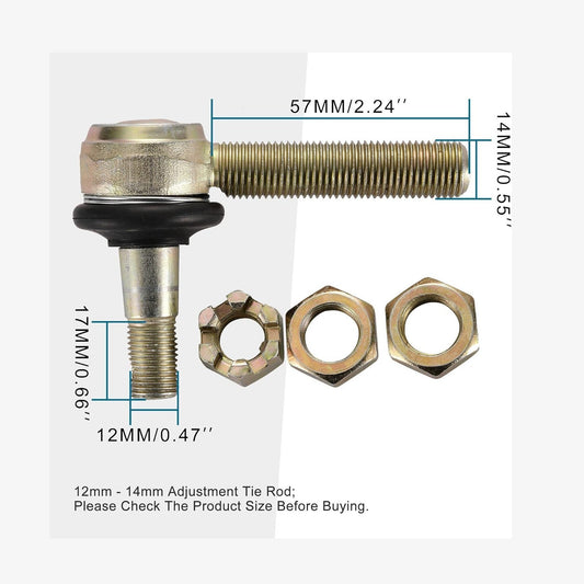 GOOFIT 12mm - 14mm Adjustment Tie Rod End for Go Karts Quad Buggy ATV