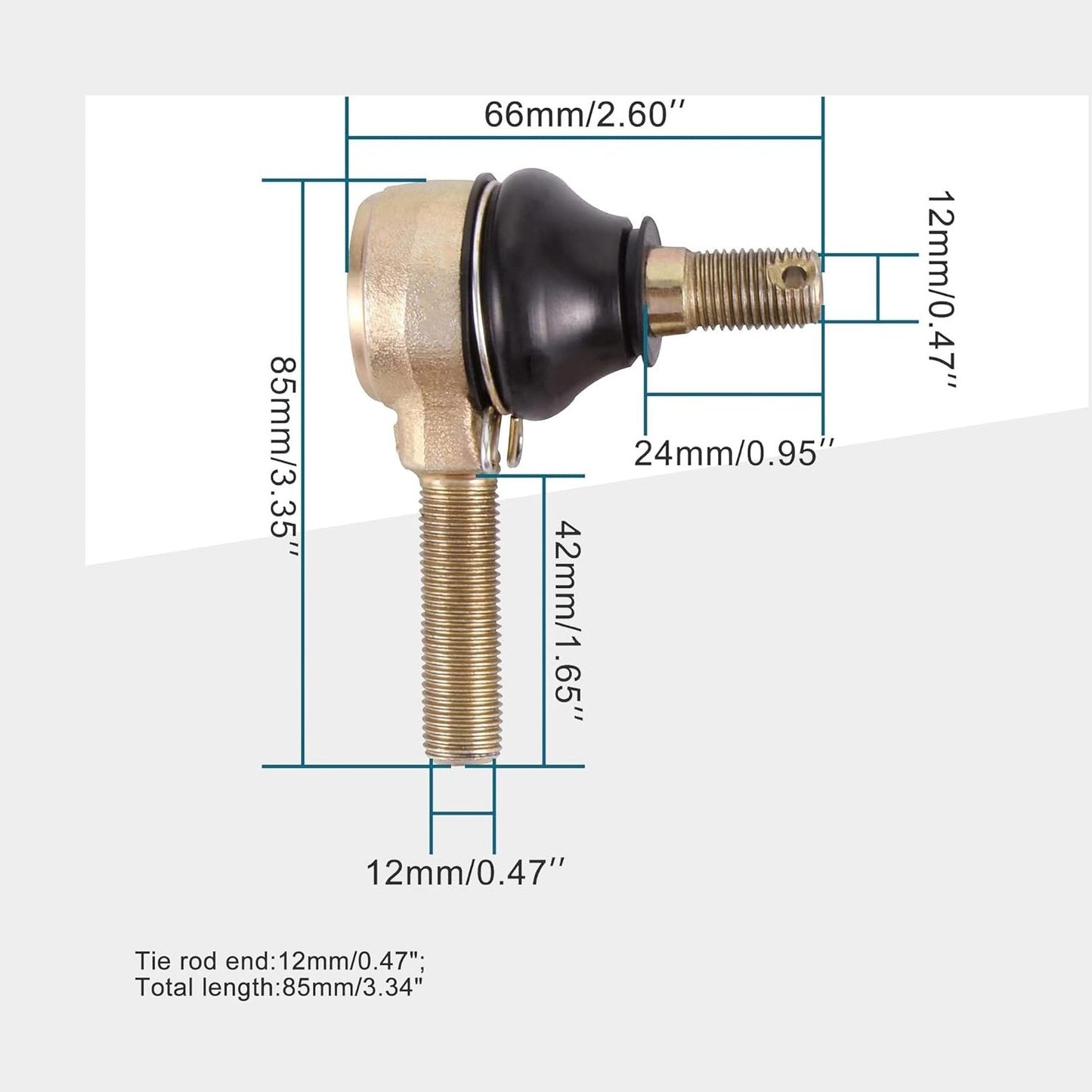 GOOFIT 12mm x 12mm Tie Rod End Replacement for 150cc 250cc Baja Roketa Go Kart ATV Dune Buggies Package of 2