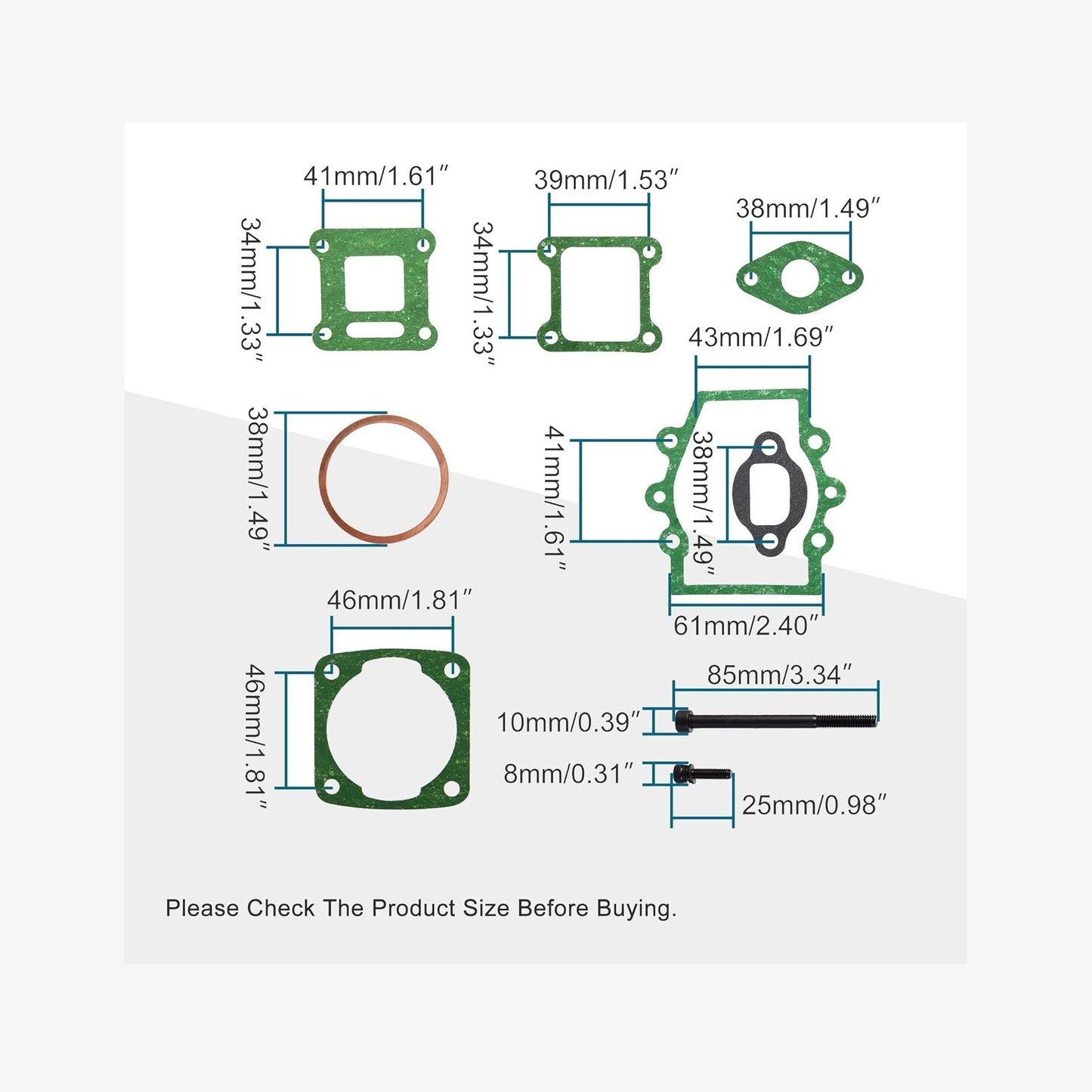 GOOFIT 13mm Carburetor Gasket Set for 2-stroke 47cc 49cc Pocket Bike