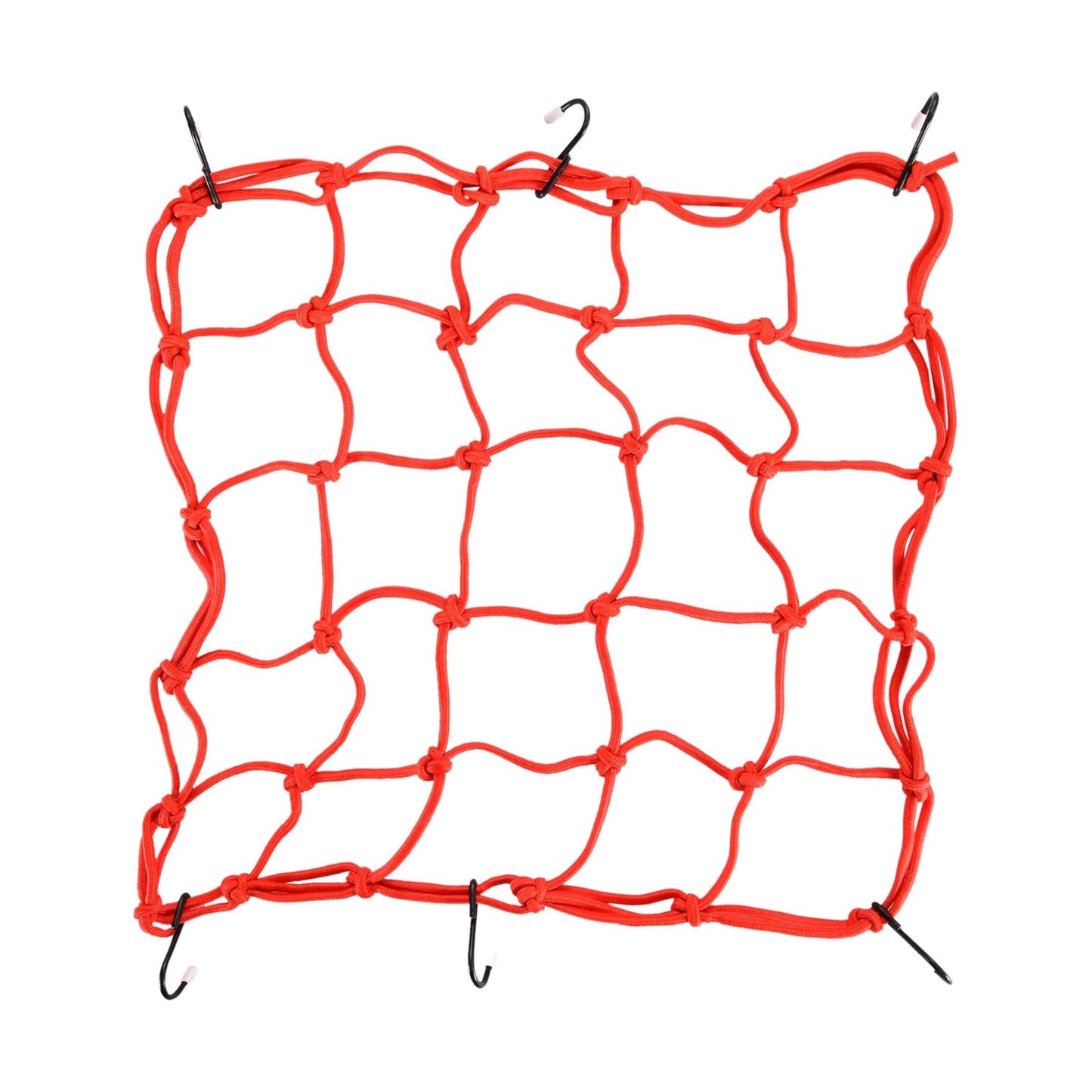 GOOFIT 15" x 15" Elasticated Bungee Luggage Cargo Net with Hooks Hold Down for Motorcycles Motorbike ATVs Bikes Cars Trucks Red