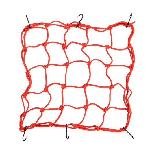 GOOFIT 15" x 15" Elasticated Bungee Luggage Cargo Net with Hooks Hold Down for Motorcycles Motorbike ATVs Bikes Cars Trucks Red