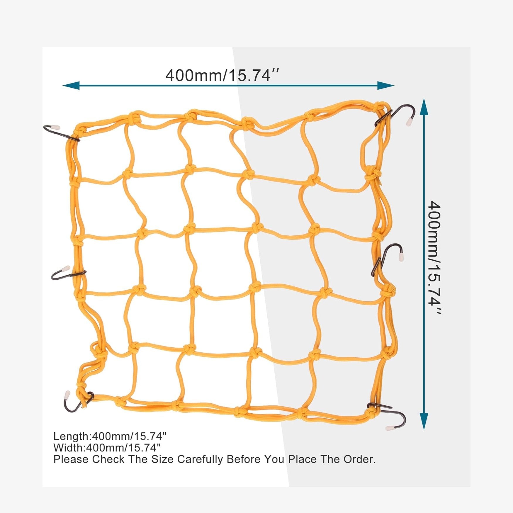 GOOFIT 15" x 15" Elasticated Bungee Luggage Cargo Net with Hooks Hold Down for Motorcycles Motorbike ATVs Bikes Cars Trucks Yellow