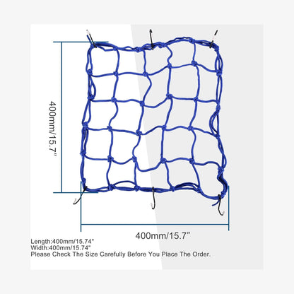 GOOFIT 15" x 15" Elasticated Bungee Luggage Cargo Net with Hooks Hold Down for Motorcycles Motorbike ATVs Bikes Cars Trucks Blue