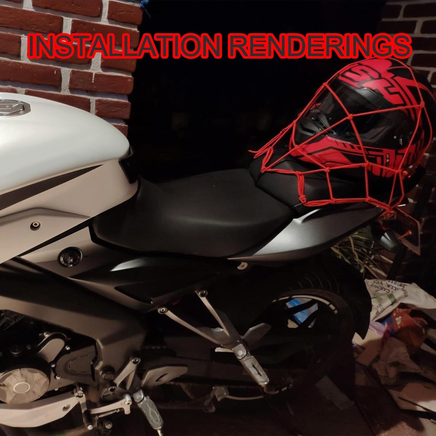 GOOFIT 15" x 15" Elasticated Bungee Luggage Cargo Net with Hooks Hold Down for Motorcycles Motorbike ATVs Bikes Cars Trucks Red