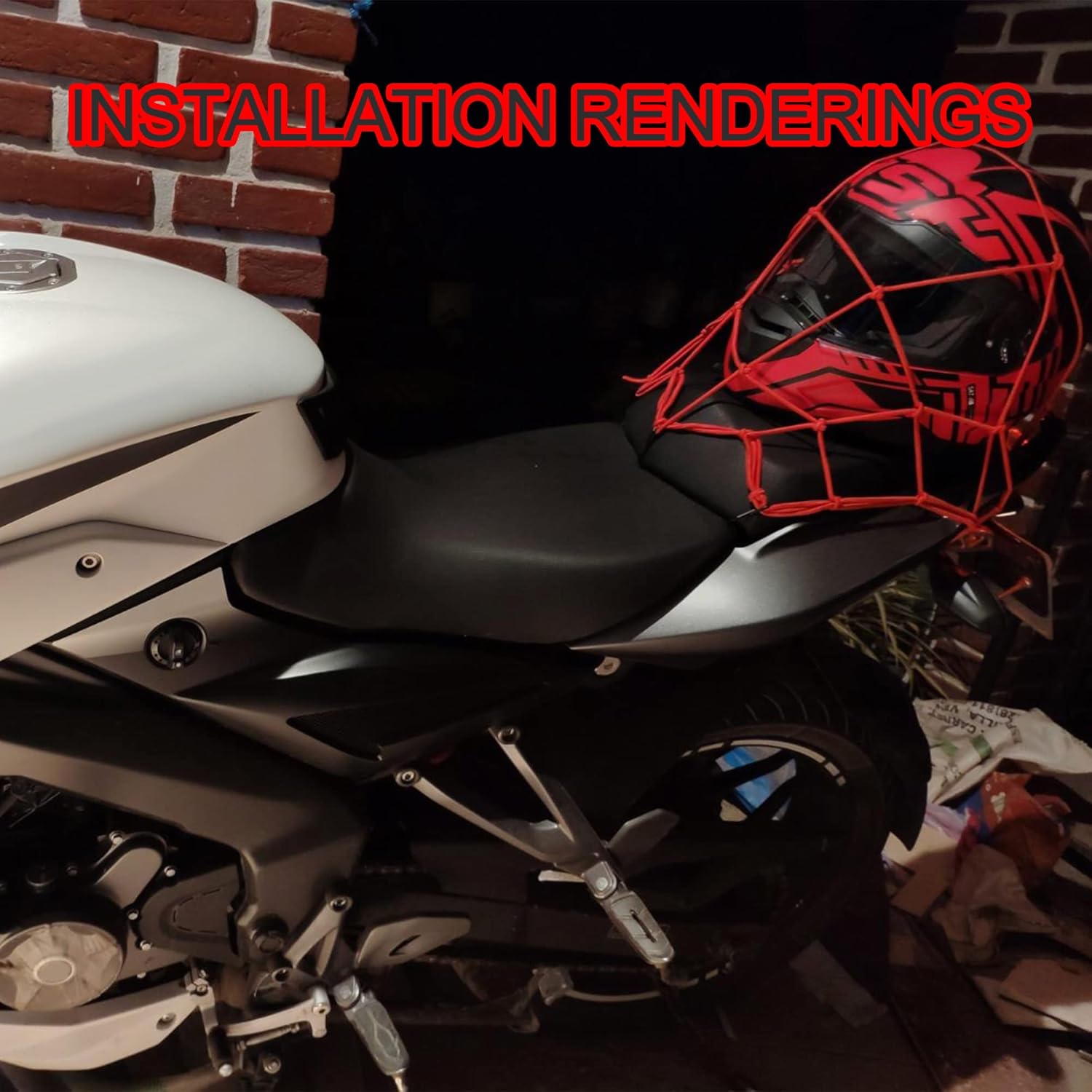 GOOFIT 15" x 15" Elasticated Bungee Luggage Cargo Net with Hooks Hold Down for Motorcycles Motorbike ATVs Bikes Cars Trucks Red