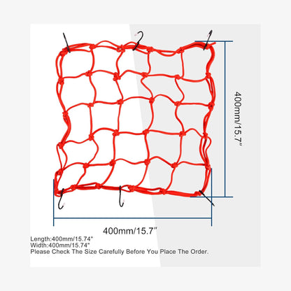 GOOFIT 15" x 15" Elasticated Bungee Luggage Cargo Net with Hooks Hold Down for Motorcycles Motorbike ATVs Bikes Cars Trucks Red